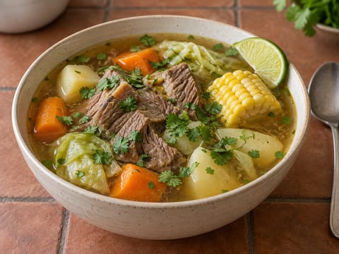 Sopa de Res (salvadorianische Rind- und Gemüsesuppe) Sopa de Res (salvadorianische Rind- und Gemüsesuppe)