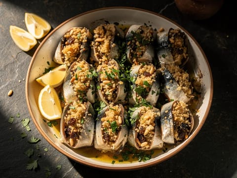 Sarde a Beccafico (plněné sardinky po sicilsku)