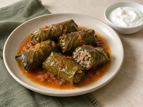 Sarma (vinné listy plněné jehněčím a rýží) Sarma (vinné listy plněné jehněčím a rýží)