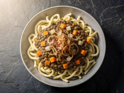 Saure Linsen mit Spätzle (sváb savanyú lencse tojásos tésztával) Saure Linsen mit Spätzle (sváb savanyú lencse tojásos tésztával)