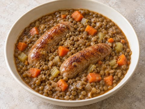Casseruola di salsicce e lenticchie Casseruola di salsicce e lenticchie