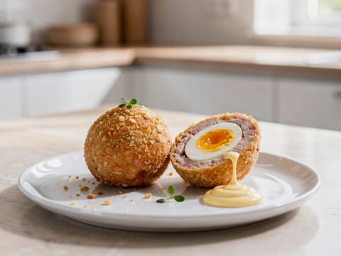 Scotch Egg με μαγιονέζα μουστάρδας Scotch Egg με μαγιονέζα μουστάρδας