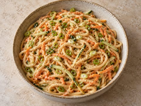 Modern Sesame Noodle Bowl with Peanut and Tahini Dressing Modern Sesame Noodle Bowl with Peanut and Tahini Dressing
