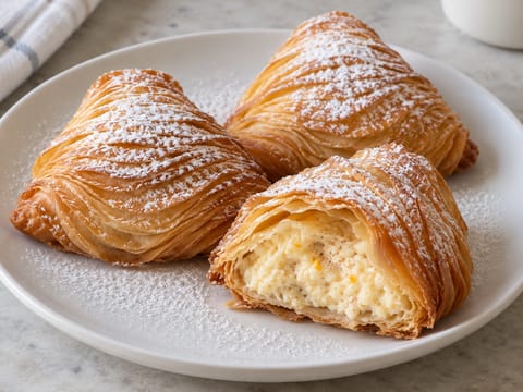 Sfogliatelle Ricce (Italiaanse bladerdeeggebakjes met ricotta en griesmeel) Sfogliatelle Ricce (Italiaanse bladerdeeggebakjes met ricotta en griesmeel)