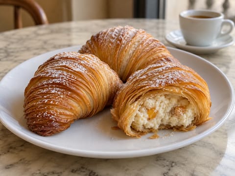 Sfogliatelle (Pastéis folhados estaladiços com recheio de ricota)