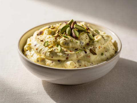 Shrikhand (επιδόρπιο από στραγγιστό γιαούρτι) Shrikhand (επιδόρπιο από στραγγιστό γιαούρτι)