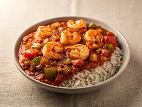 Shrimp Creole (gamberi in salsa di pomodoro speziata con riso)