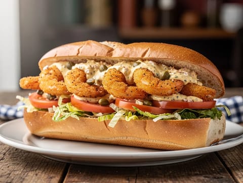 Po’Boy cu creveți și remoulade Po’Boy cu creveți și remoulade