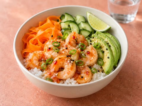Garnélás édes chilis poke tál Garnélás édes chilis poke tál