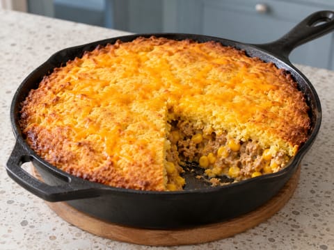 Gratin de Dinde à la Poêle, Surmonté de Cornbread Gratin de Dinde à la Poêle, Surmonté de Cornbread