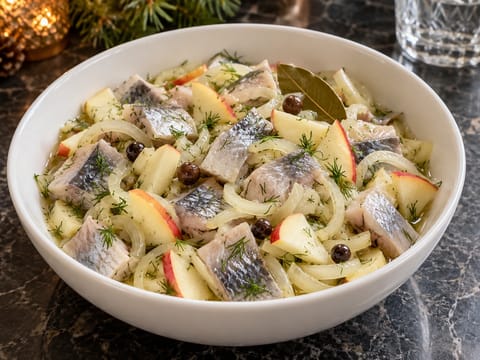 Śledź na Wigilię (Polsk julaftonssill med äpple och lök) Śledź na Wigilię (Polsk julaftonssill med äpple och lök)