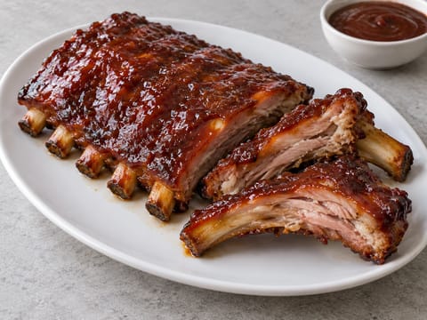 Langzaam gegaarde Kansas City BBQ-ribs Langzaam gegaarde Kansas City BBQ-ribs