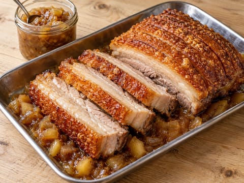 Langtidsstekt svineribbe med eplechutney Langtidsstekt svineribbe med eplechutney
