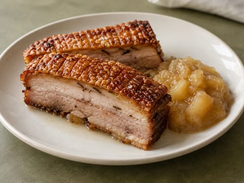 Langtidsstekt svineribbe med eplesaus
