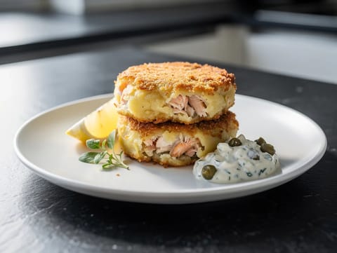 Fishcake di eglefino affumicato con salsa tartara