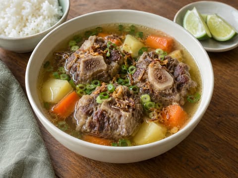 Sop Buntut (indonesisk oksehalesuppe) Sop Buntut (indonesisk oksehalesuppe)