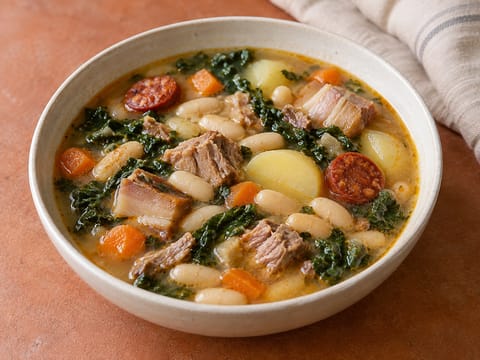 Sopa da Pedra (Portugisisk bønne- og svinesuppe med chouriço) Sopa da Pedra (Portugisisk bønne- og svinesuppe med chouriço)