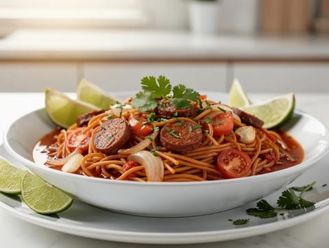 Sopa de Fideos Seco with Chorizo (vermicelli prăjiți în supă de roșii)