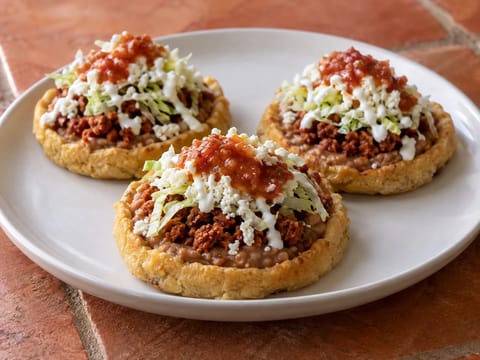 Sopes de Chorizo y Frijoles (galettes de masa au chorizo et haricots) Sopes de Chorizo y Frijoles (galettes de masa au chorizo et haricots)