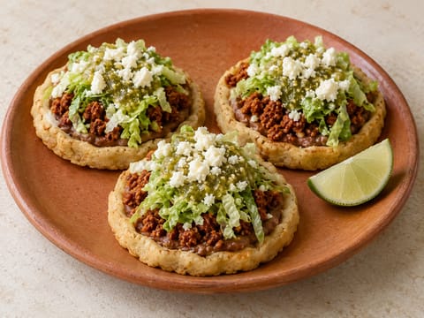 Sopes de Frijoles y Chorizo (sopes di masa con fagioli e chorizo)