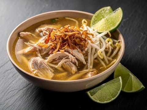 Soto Ayam (supă indoneziană de pui cu turmeric)