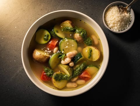 Soupe au Pistou (sopa de legumes com molho de manjericão)