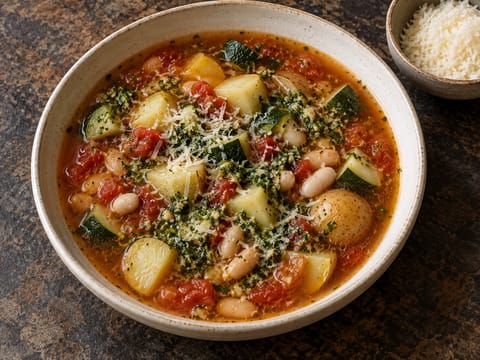 Soupe au Pistou (groentesoep met basilicumsaus) Soupe au Pistou (groentesoep met basilicumsaus)