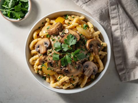 Spätzle med svamp i krämig svampsås