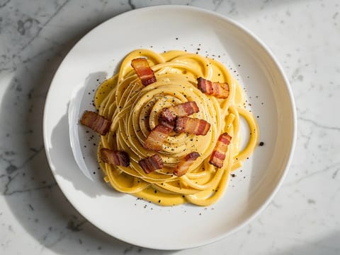 Spaghetti alla Carbonara (ρωμαϊκά ζυμαρικά με guanciale και πεκορίνο)
