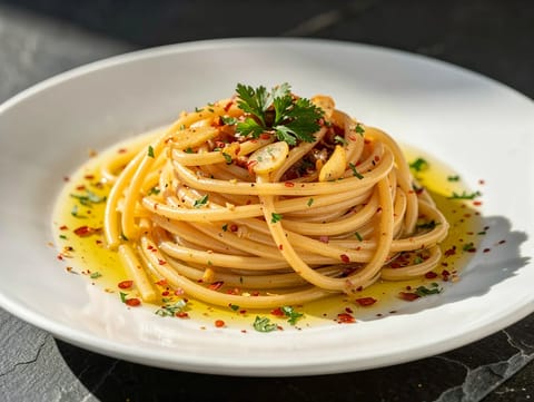 Spaghetti alla Cetara (σπαγγέτι με αντζούγια, σκόρδο και τσίλι)
