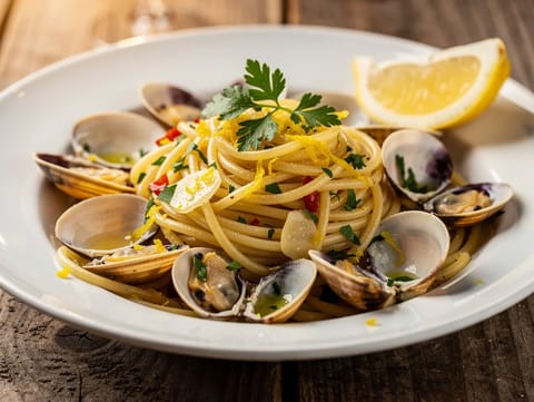 Spaghetti alle Vongole Veraci (spaghetti med muslinger)
