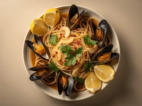 Spaghetti alle Cozze (spaghetti z małżami)