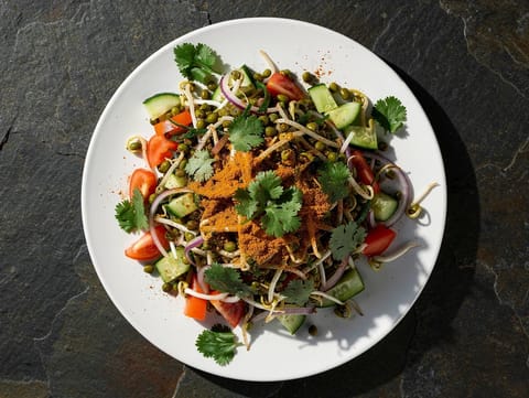 Sałatka z kiełkowanego moong z chaat masala