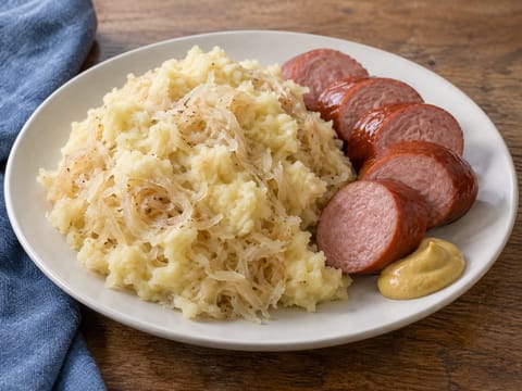 Stamppot Zuurkool (puré holandês de chucrute e batata) Stamppot Zuurkool (puré holandês de chucrute e batata)
