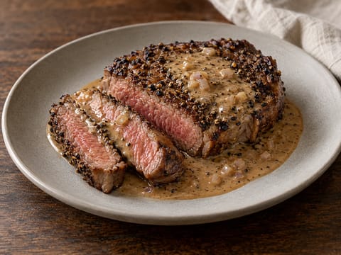Steak au Poivre com Molho de Cognac