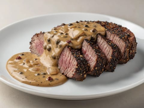 Steak au Poivre (bistecca in padella con salsa al pepe in grani)