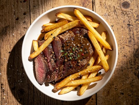 Steak au Poivre med pommes frites Steak au Poivre med pommes frites