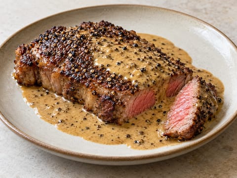 Steak au Poivre (pepperstekt biff med fløtesaus) Steak au Poivre (pepperstekt biff med fløtesaus)