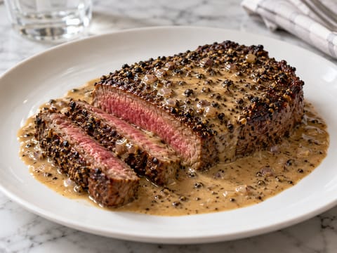 Steak au Poivre (borskéregben sült steak konyakos tejszínes szósszal) Steak au Poivre (borskéregben sült steak konyakos tejszínes szósszal)