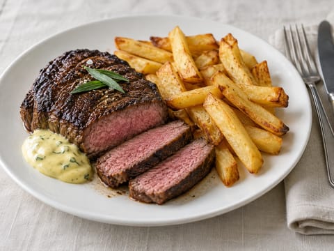 Steak frites béarnaise mártással Steak frites béarnaise mártással