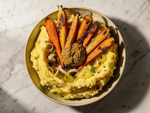 Stoemp bowl med ovnbagte gulerødder og pastinakker Stoemp bowl med ovnbagte gulerødder og pastinakker