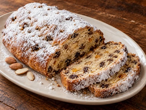 Stollen (German Christmas Fruit Bread with Raisins and Almonds) Stollen (German Christmas Fruit Bread with Raisins and Almonds)