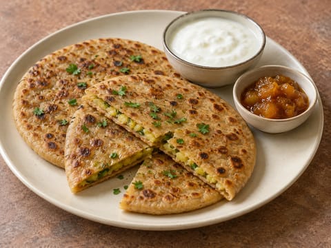 Fylte parathaer (indiske fullkornsflattbrød med krydret potet)