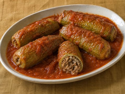 Kousa Mahshi (fyllda zucchini med lamm och ris)