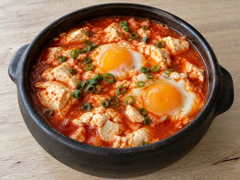 Sundubu Jjigae (koreański pikantny gulasz z miękkim tofu i jajkiem)