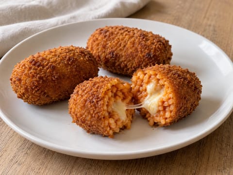 Suppli al Telefono (biluțe romane de orez prăjit) Suppli al Telefono (biluțe romane de orez prăjit)