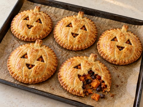 Pumpkin-Shaped Sweet Potato and Black Bean Pasties Pumpkin-Shaped Sweet Potato and Black Bean Pasties