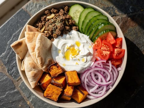 Gyro bowl med sötpotatis Gyro bowl med sötpotatis