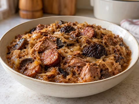 Świąteczny Bigos (ragoût polonais du chasseur au porc et à la choucroute) Świąteczny Bigos (ragoût polonais du chasseur au porc et à la choucroute)