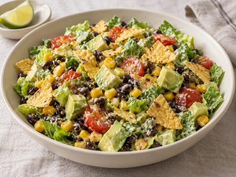 Salată taco vegetariană cu fasole neagră și avocado Salată taco vegetariană cu fasole neagră și avocado